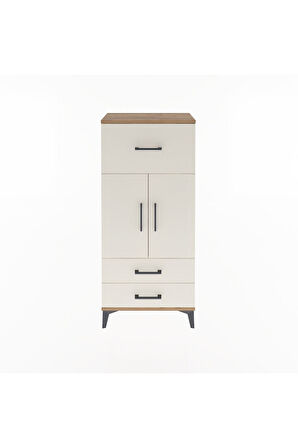 Arges Dolap 2 Raflı 3 Çekmeceli 2 Kapaklı 60x30x134 Çam-Aytaşı