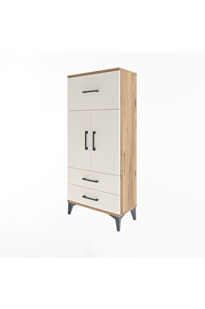 Arges Dolap 2 Raflı 3 Çekmeceli 2 Kapaklı 60x30x134 Çam-Aytaşı