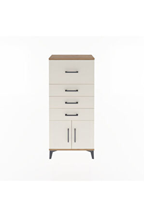 Arges Dolap 4 Çekmeceli 2 Kapaklı 60x30x134 Çam-Aytaşı