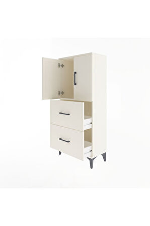 Arges Dolap Tek Raflı 2 Çekmeceli 2 Kapaklı 60x30x134 Aytaşı-Aytaşı