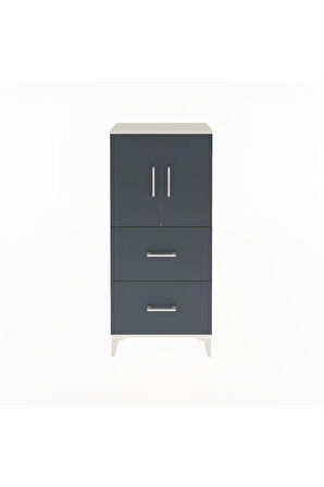 Arges Dolap Tek Raflı 2 Çekmeceli 2 Kapaklı 60x30x134 Aytaşı-Antrasit