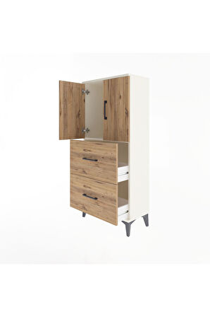 Arges Dolap Tek Raflı 2 Çekmeceli 2 Kapaklı 60x30x134 Aytaşı-Çam