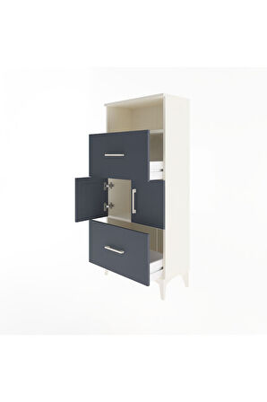 Arges Dolap 2 Raflı 2 Çekmeceli 2 Kapaklı 60x30x134 Aytaşı-Antrasit