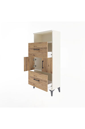 Arges Dolap 2 Raflı 2 Çekmeceli 2 Kapaklı 60x30x134 Aytaşı-Çam