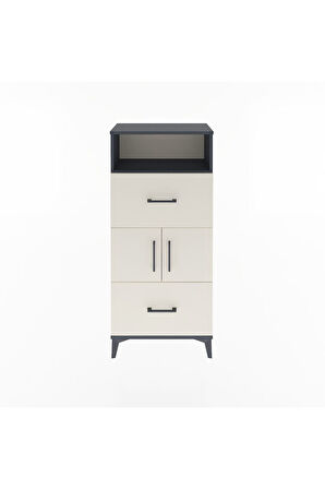 Arges Dolap 2 Raflı 2 Çekmeceli 2 Kapaklı 60x30x134 Antrasit-Aytaşı