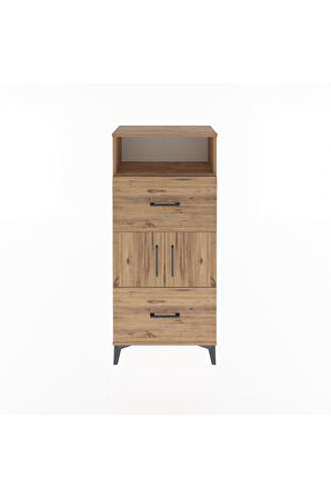 Arges Dolap 2 Raflı 2 Çekmeceli 2 Kapaklı 60x30x134 Çam-Çam