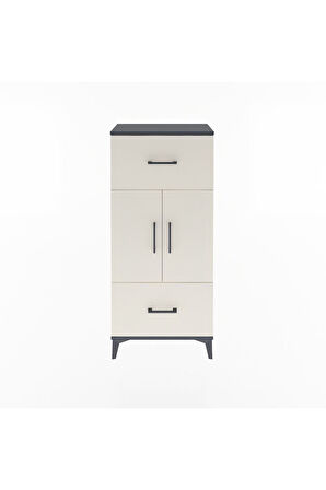 Arges Dolap 2 Raflı 2 Çekmeceli 2 Kapaklı 60x30x134 Antrasit-Aytaşı