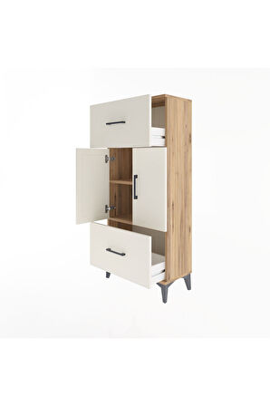 Arges Dolap 2 Raflı 2 Çekmeceli 2 Kapaklı 60x30x134 Çam-Aytaşı