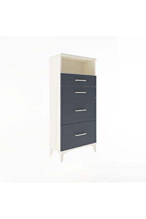 Arges Dolap Tek Raflı 4 Çekmeceli 60x30x134 Aytaşı-Antrasit