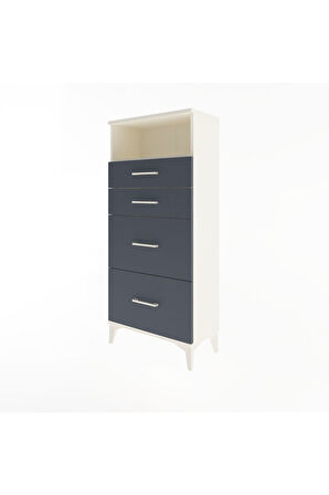 Arges Dolap Tek Raflı 4 Çekmeceli 60x30x134 Aytaşı-Antrasit
