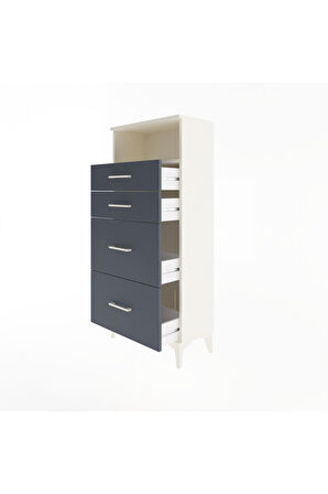 Arges Dolap Tek Raflı 4 Çekmeceli 60x30x134 Aytaşı-Antrasit