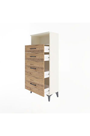 Arges Dolap Tek Raflı 4 Çekmeceli 60x30x134 Aytaşı-Çam