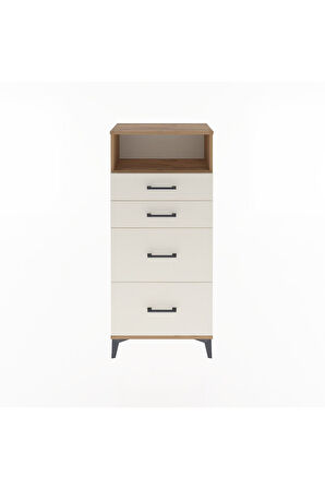 Arges Dolap Tek Raflı 4 Çekmeceli 60x30x134 Çam-Aytaşı