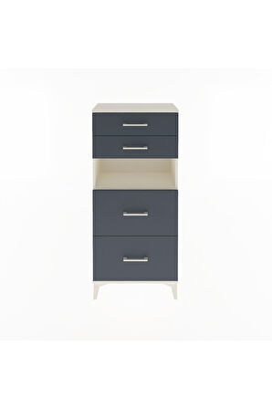 Arges Dolap Tek Raflı 4 Çekmeceli 60x30x134 Aytaşı-Antrasit