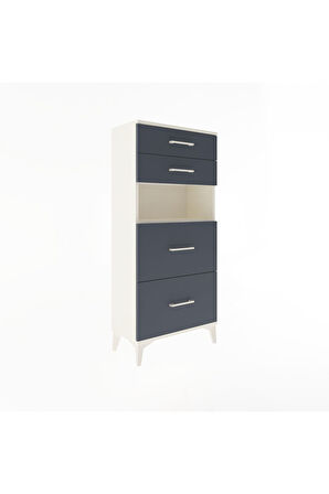Arges Dolap Tek Raflı 4 Çekmeceli 60x30x134 Aytaşı-Antrasit