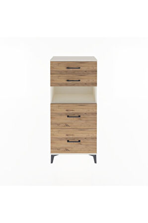 Arges Dolap Tek Raflı 4 Çekmeceli 60x30x134 Aytaşı-Çam