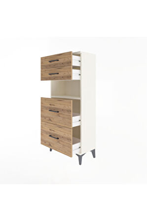 Arges Dolap Tek Raflı 4 Çekmeceli 60x30x134 Aytaşı-Çam