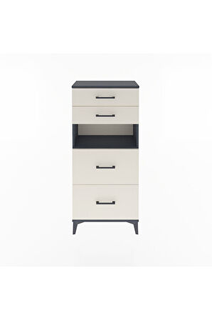 Arges Dolap Tek Raflı 4 Çekmeceli 60x30x134 Antrasit-Aytaşı