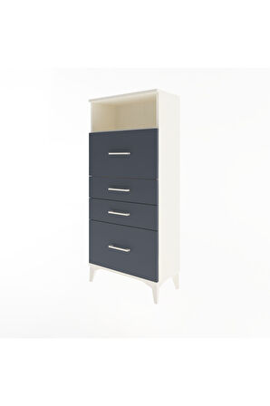 Arges Dolap Tek Raflı 4 Çekmeceli 60x30x134 Aytaşı-Antrasit