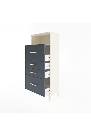 Arges Dolap Tek Raflı 4 Çekmeceli 60x30x134 Aytaşı-Antrasit