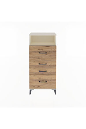 Arges Dolap Tek Raflı 4 Çekmeceli 60x30x134 Aytaşı-Çam