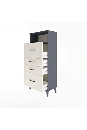 Arges Dolap Tek Raflı 4 Çekmeceli 60x30x134 Antrasit-Aytaşı