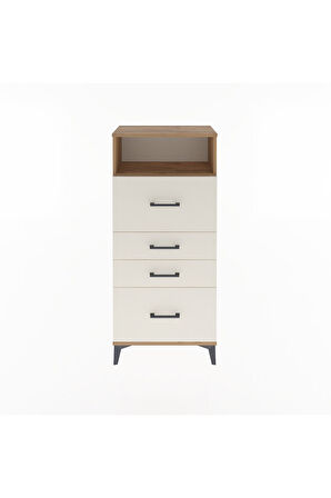 Arges Dolap Tek Raflı 4 Çekmeceli 60x30x134 Çam-Aytaşı