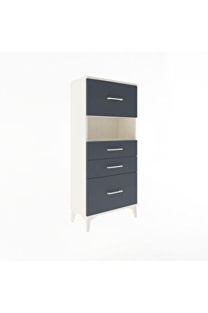 Arges Dolap Tek Raflı 4 Çekmeceli 60x30x134 Aytaşı-Antrasit