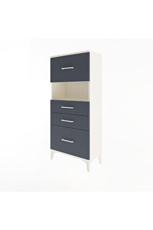 Arges Dolap Tek Raflı 4 Çekmeceli 60x30x134 Aytaşı-Antrasit