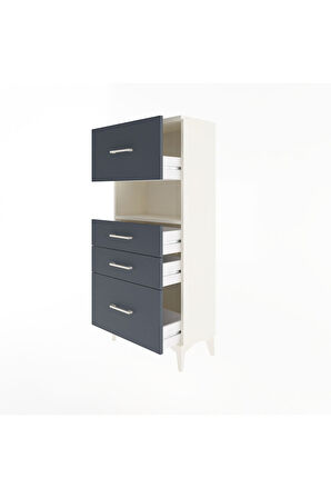 Arges Dolap Tek Raflı 4 Çekmeceli 60x30x134 Aytaşı-Antrasit