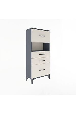 Arges Dolap Tek Raflı 4 Çekmeceli 60x30x134 Antrasit-Aytaşı