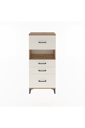 Arges Dolap Tek Raflı 4 Çekmeceli 60x30x134 Çam-Aytaşı