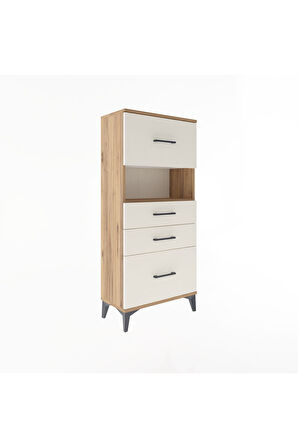Arges Dolap Tek Raflı 4 Çekmeceli 60x30x134 Çam-Aytaşı