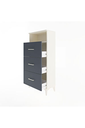 Arges Dolap Tek Raflı 3 Çekmeceli 60x30x134 Aytaşı-Antrasit