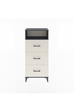 Arges Dolap Tek Raflı 3 Çekmeceli 60x30x134 Antrasit-Aytaşı