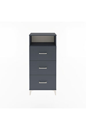 Arges Dolap Tek Raflı 3 Çekmeceli 60x30x134 Antrasit-Antrasit