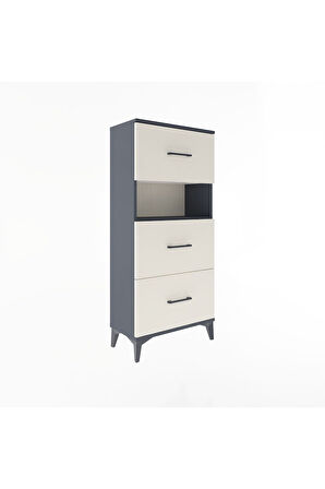 Arges Dolap Tek Raflı 3 Çekmeceli 60x30x134 Antrasit-Aytaşı