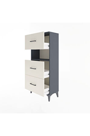Arges Dolap Tek Raflı 3 Çekmeceli 60x30x134 Antrasit-Aytaşı