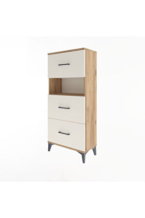 Arges Dolap Tek Raflı 3 Çekmeceli 60x30x134 Çam-Aytaşı