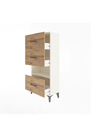 Arges Dolap Tek Raflı 3 Çekmeceli 60x30x134 Aytaşı-Çam