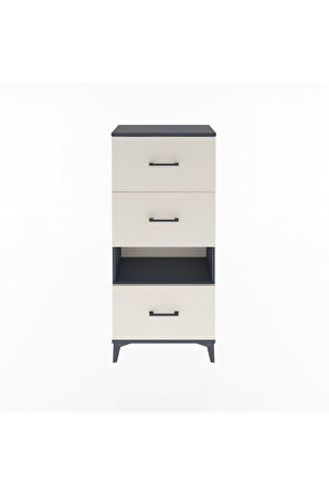 Arges Dolap Tek Raflı 3 Çekmeceli 60x30x134 Antrasit-Aytaşı