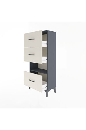 Arges Dolap Tek Raflı 3 Çekmeceli 60x30x134 Antrasit-Aytaşı