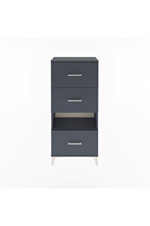 Arges Dolap Tek Raflı 3 Çekmeceli 60x30x134 Antrasit-Antrasit