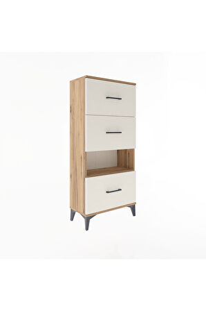 Arges Dolap Tek Raflı 3 Çekmeceli 60x30x134 Çam-Aytaşı