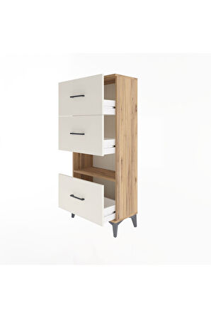 Arges Dolap Tek Raflı 3 Çekmeceli 60x30x134 Çam-Aytaşı