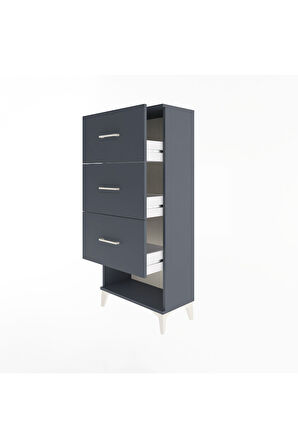 Arges Dolap 3 Çekmeceli 60x30x134 Antrasit-Antrasit