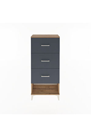 Arges Dolap 3 Çekmeceli 60x30x134 Çam-Antrasit