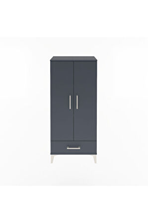 Arges Dolap 3 Raflı Tek Çekmeceli 2 Kapaklı 60x30x134 Antrasit-Antrasit