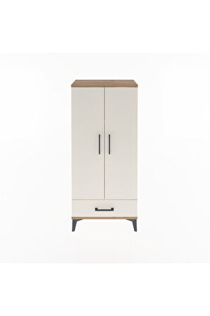 Arges Dolap 3 Raflı Tek Çekmeceli 2 Kapaklı 60x30x134 Çam-Aytaşı