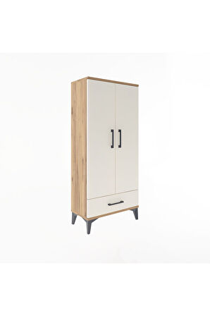 Arges Dolap 3 Raflı Tek Çekmeceli 2 Kapaklı 60x30x134 Çam-Aytaşı